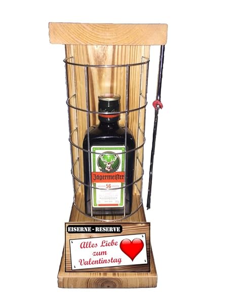 ' Alles Liebe zum Valentinstag ' Die Eiserne Reserve mit einer Flasche Jägermeister 0,35L incl. Bügelsäge zum aufschneiden de