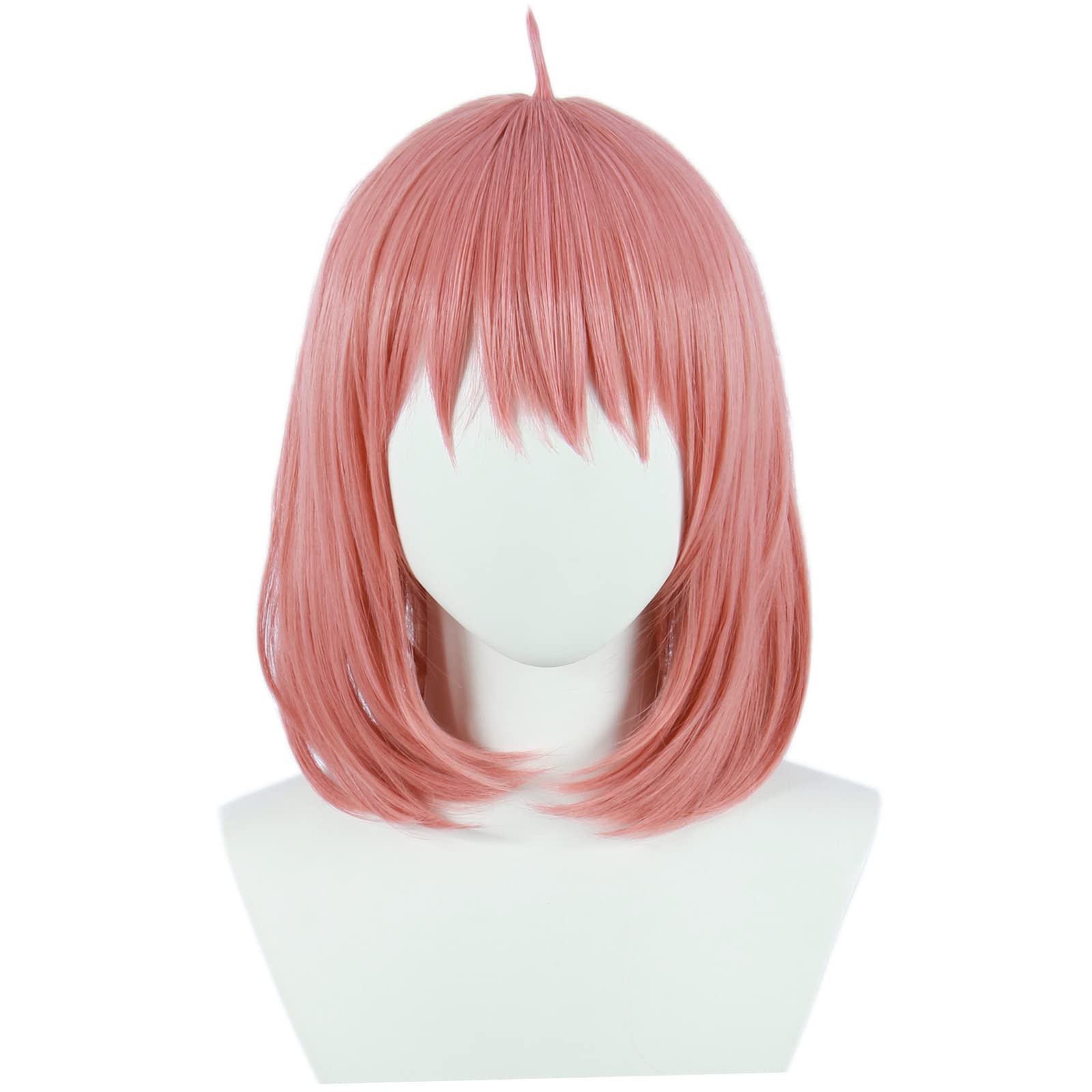 Linfairy Short Bob Pink Anya Forger Cosplay Wig Fancy Dress Costume Accessories for Women