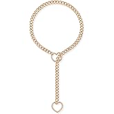 ADEMISHIA Heart O-ring Slip Chain Necklace For Women, Handmade Punk Gothic Cuban Necklace Jewelry Adjustable Lariat Y-Necklace