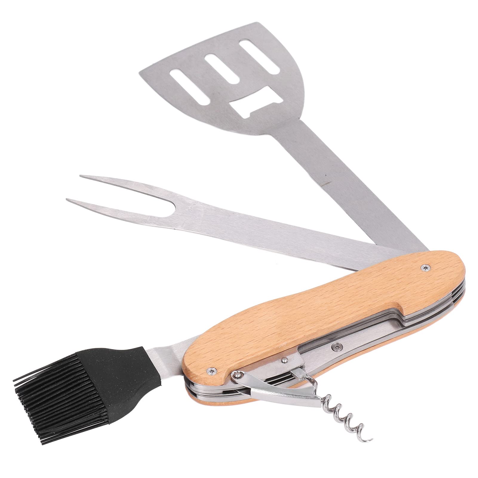 BBQ Tool Set, 5 in 1 Stainless Steel Brush BBQ Grill Set for Camping BBQ Travel