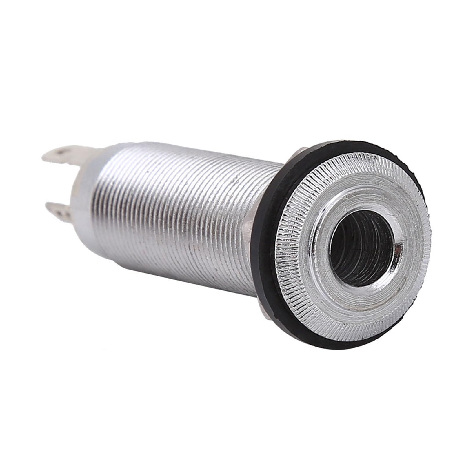 Guitar Jack Plug Socket, 1/4inch Threaded Cylinder Output Jack Plug Socket Connector for Electric Guitar Bass(Silver)