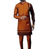 African Suits for Men Dashiki Shirts and Pants 2 Piece Set Long Sleeve Plus Size Tracksuit Outfits