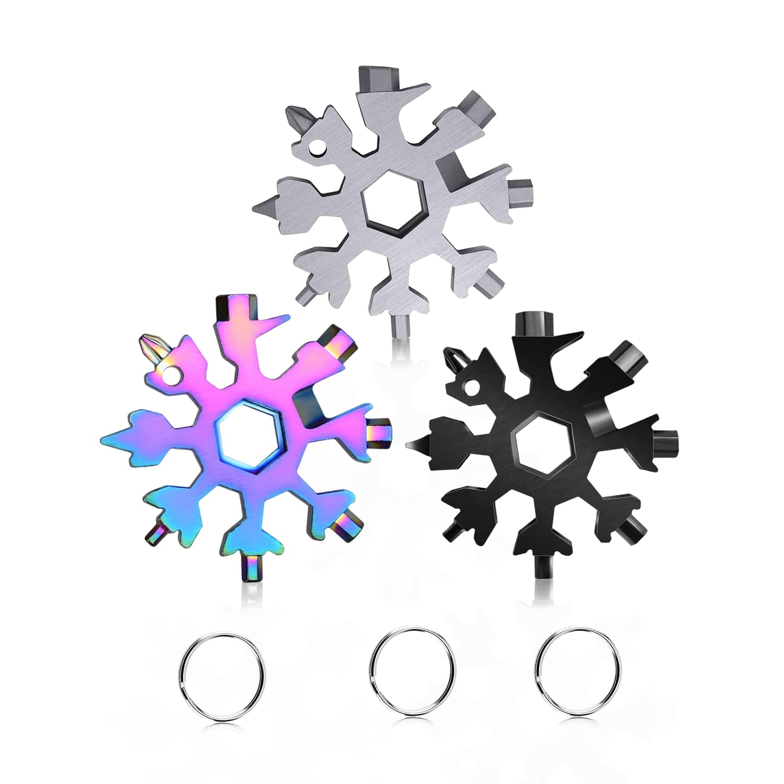 Photo 1 of WIQUE 3 Packs Snowflake Multi Tool,18 in 1 Snowflake Multitool,Snowflake Wrench/Bottle Opener/Screwdriver Kit,for Men Christmas Gifts