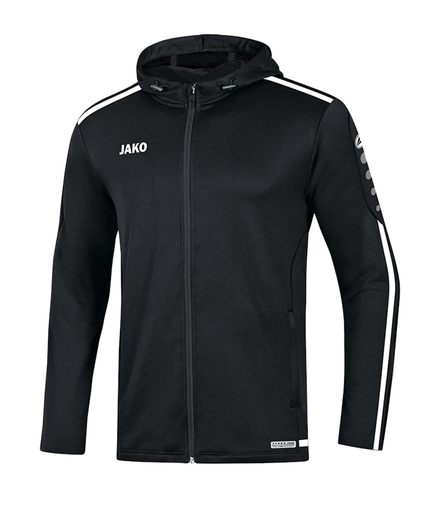 JAKO Women's Striker 2.0 Hooded jacket, black/white, 34 (EU)