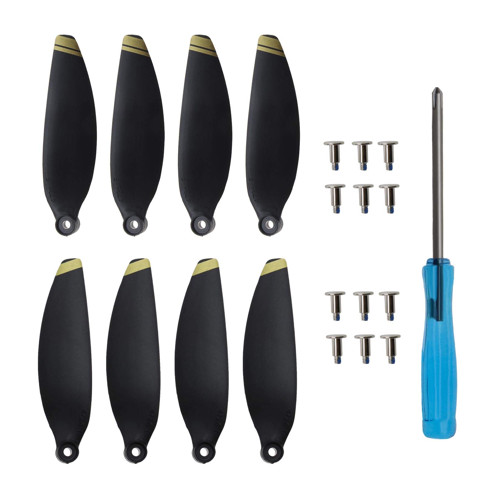 OTOTEC 8Pcs Quick Release Propeller Props Replacement Blade Accessory Golden Stripes with Screwdriver Compatible with DJI Mavic Mini 2