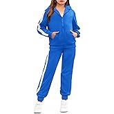 Arshiner Girls 2 Piece Outfits Sweatsuits Zip Up Hoodie Sweatshirt and Sweatpant Athletic Tracksuit Jogger Set