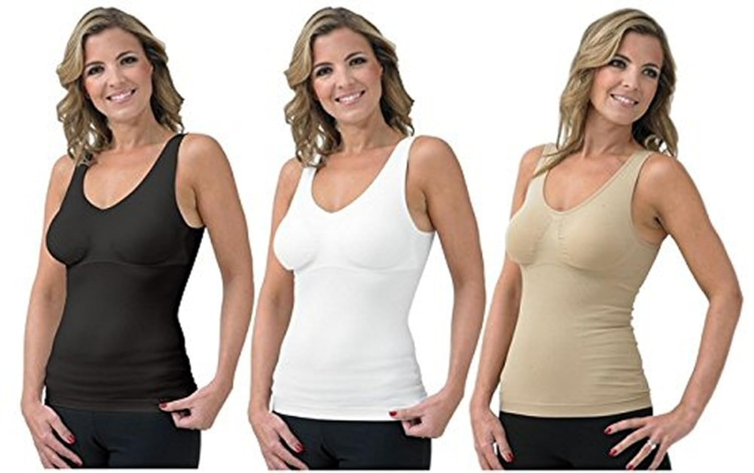 Comfort Bra With Camisole Vest Top Black Natural Nude White 3 PACK Cami Vest (10) Amazon.co.uk