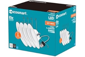 EcoSmart 6 in. Integrated LED White Canless New Construction or Remodel Dimmable Recessed Light Trim Soft White, (4-Pack) NB01aA10FR1-279