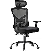 NOBLEWELL Ergonomic Office Chair with Padded Lumbar Support, 2D Headrest, Adjustable Armrests, Upgraded Contoured Seat Cushion, 130° Rocking Tilt, Computer Gaming Chair for Home Office