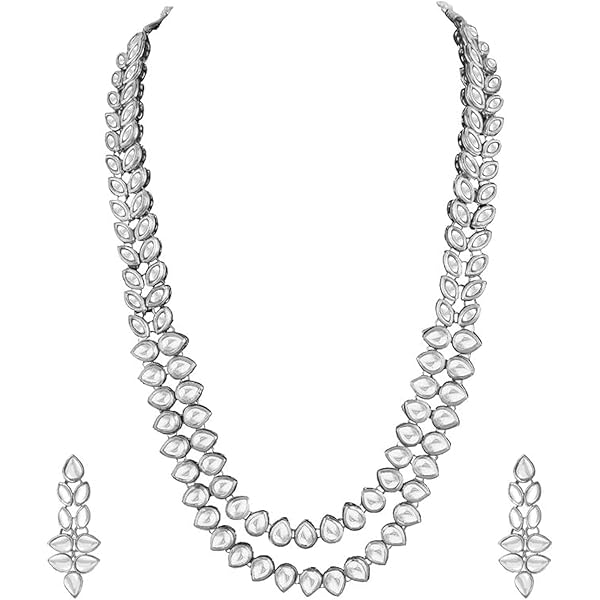 Aheli Traditional Beaded Long Necklace & Earring Set - Ethnic Jewelry With Rhinestone, Crystal, Faux Pearl For Women - View #9