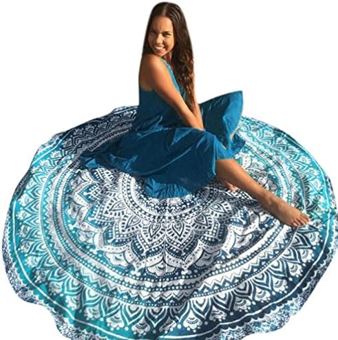 Datework Round Beach Pool Towel Blanket Table Cloth Yoga Mat (Mint Green)