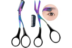 Juszok Eyebrow Trimmer Scissor with Comb 2025 New 2 Pcs Eyebrow Trimmer for Women Men Eyebrow Trimming Shaping Non-Slip Eyebrow Grooming Shear Eyelash Hair Removal Shaper Makeup Beauty Accessories
