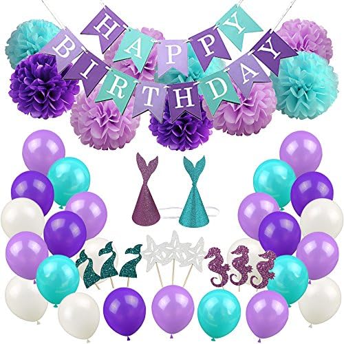 Kreatwow Mermaid Party Supplies & Party Decorations For Girls Birthday Party Baby Shower Bridal Shower Decorations 76 Pack