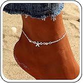 Yheakne Boho Pearl Starfish Ankle Bracelet Small Starfish Anklet Bracelet Silver Star Fish Anklet Chain Tiny Pearl Anklets Summer Beach Foot Chain Jewelry for Women