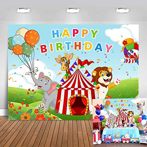Art Studio Circus Carnival Party Photography Backdrop Tents Stratus Playground Kids Birthday Party Decoration Banner Photo Background Cartoon Animals Ribbon Balloon Studio Props Booth Vinyl 7x5ft