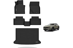 KELCSEECS® Floor Mats & Cargo Liner Custom for 2025 2024 2023 2022 2021 2020 Mazda CX-30 (Only FWD) All Weather Protection Waterproof TPE Floor Liners Front & Rear Row Full Set Accessories Black