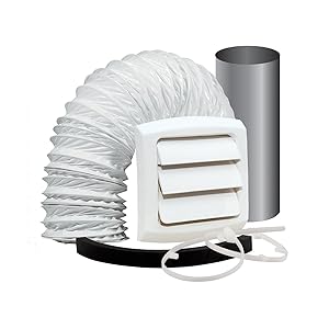 Dundas Jafine EXWTZW Bathroom Fan Vent Kit with 4 inch x 5' Vinyl Duct, Wall Style