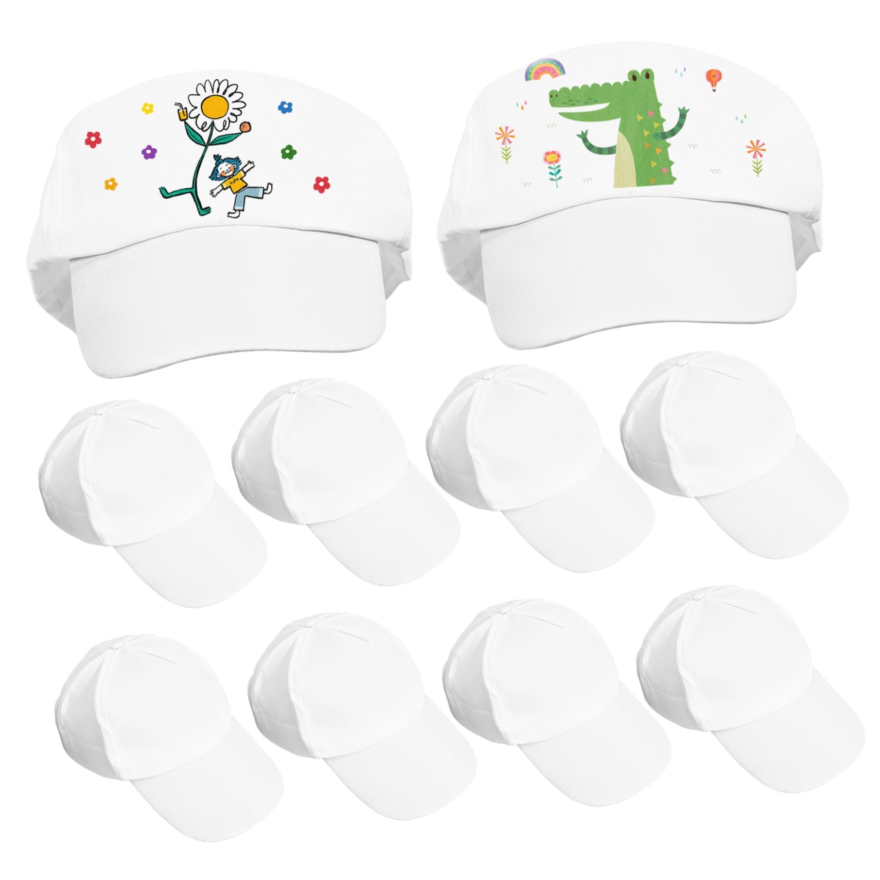 NUOBESTY 10pcs DIY Painting Baseball Caps Blank Kids Hats Unfinished White Baseball Cap for Kids Camping, Outdoor, Creative Painting Crafts