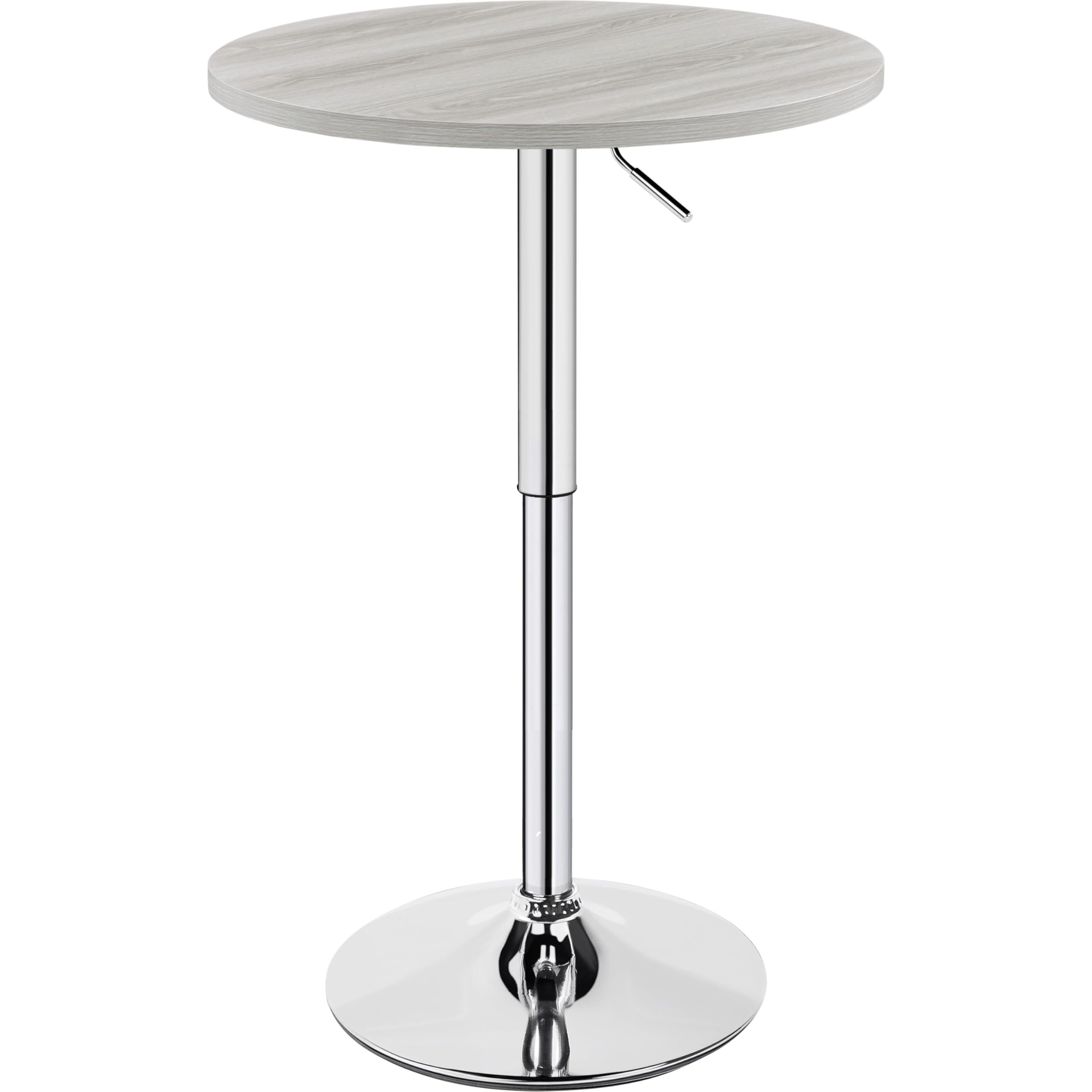 Photo 1 of ****It is used, it is missing a part and it is not known if it works 100%.*****Yaheetech Round Bar Table, Adjustable Height and 360° Swivel Bar Tables, Cocktail Table with MDF Top, Silver Leg Base for Bar, Bistro, Café, Grey
