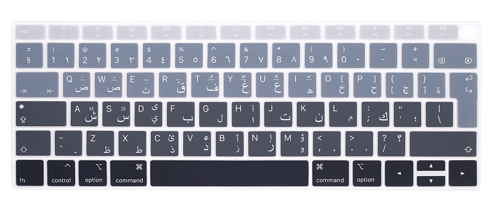 MMDW Arabic Language Stylish Keyboard Cover A2179 Silicone Protective Skin Protector for MacBook Air 13 inch with Touch ID A2337 M1 Chip European Layout,Gradient Gray
