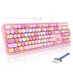 MOFII Wired Full Size USB Keyboard, Colorful Retro