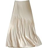SHENHE Women's Pleated Sweater Skirt High Waist Ruffle Flared Bodycon Knit Midi Skirt