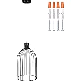 Black Decorative Birdcage Industrial Chandelier – Modern Metal Cage Pendant Light Fixture, E26 Base (No Bulb), Assembly Requi