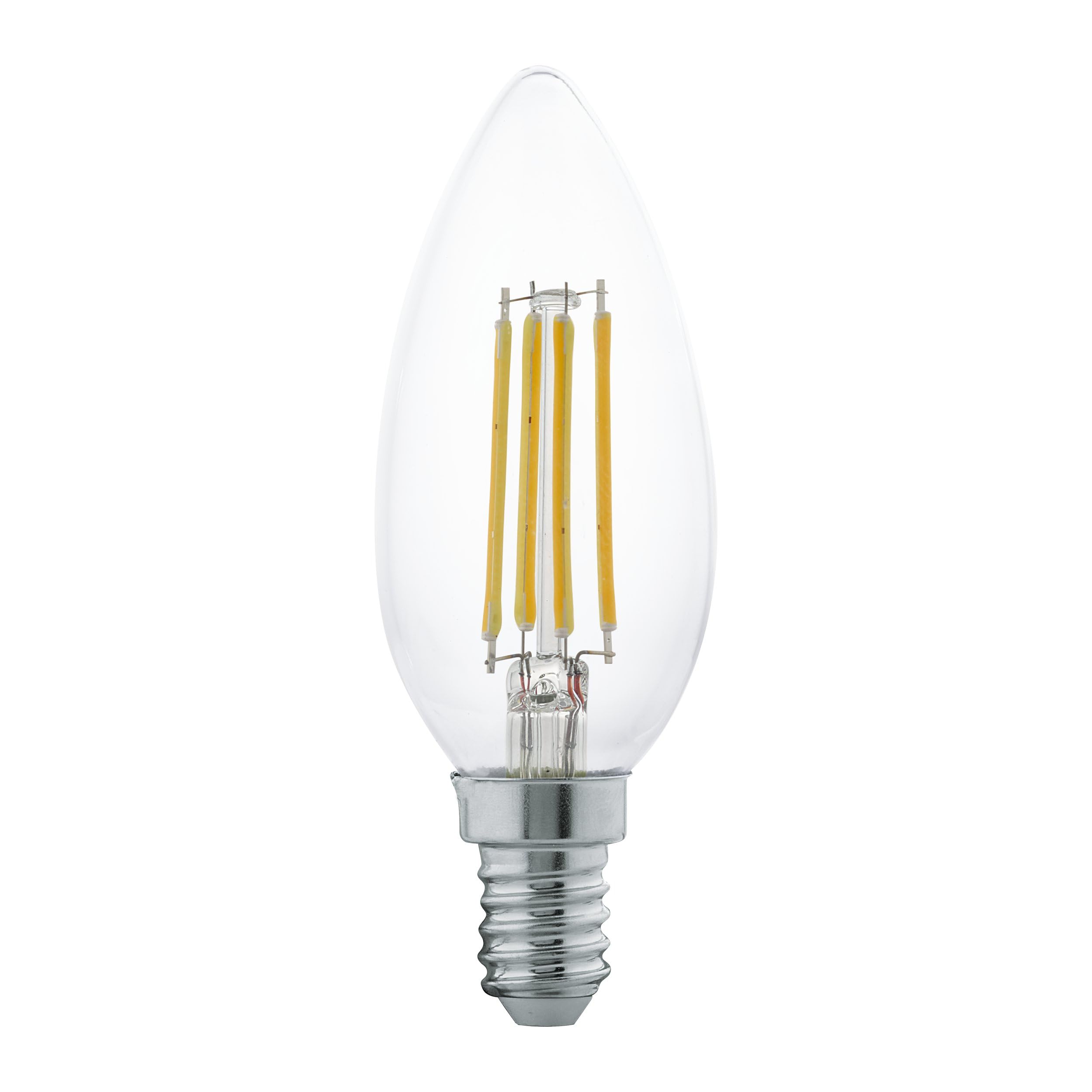 Eglo LED Filament Candle Light Bulb, E14 Edison lamp for Retro Lighting, 4 watt (Equivalent to 32 watt), 350 Lumen, Warm White Glow, 2700 Kelvin, C35, Ø 1.4"