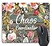 Wknoon Funny Quote Gaming Mouse Pad Custom, Chaos Coordinator Quotes Vintage Colored Floral Wreath Print Rustic Old Wood Art Mouse Pads