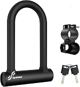 Sportneer 17mm Heavy Duty D Lock with Mounting Bracket and Keys
