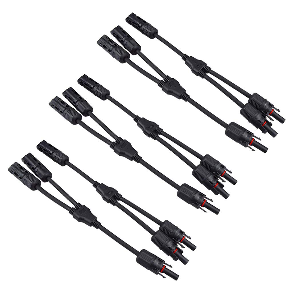 QitinDasen 3 Pairs Solar Panel Cable Connector, Solar Y Branch Connector MFF/FMM, for Solar Panel Cable Photovoltaic System Parallel