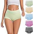 ALLBASE 5 Pack Womens Cotton High Waisted Full Coverage Underwear(Regular & Plus Size)