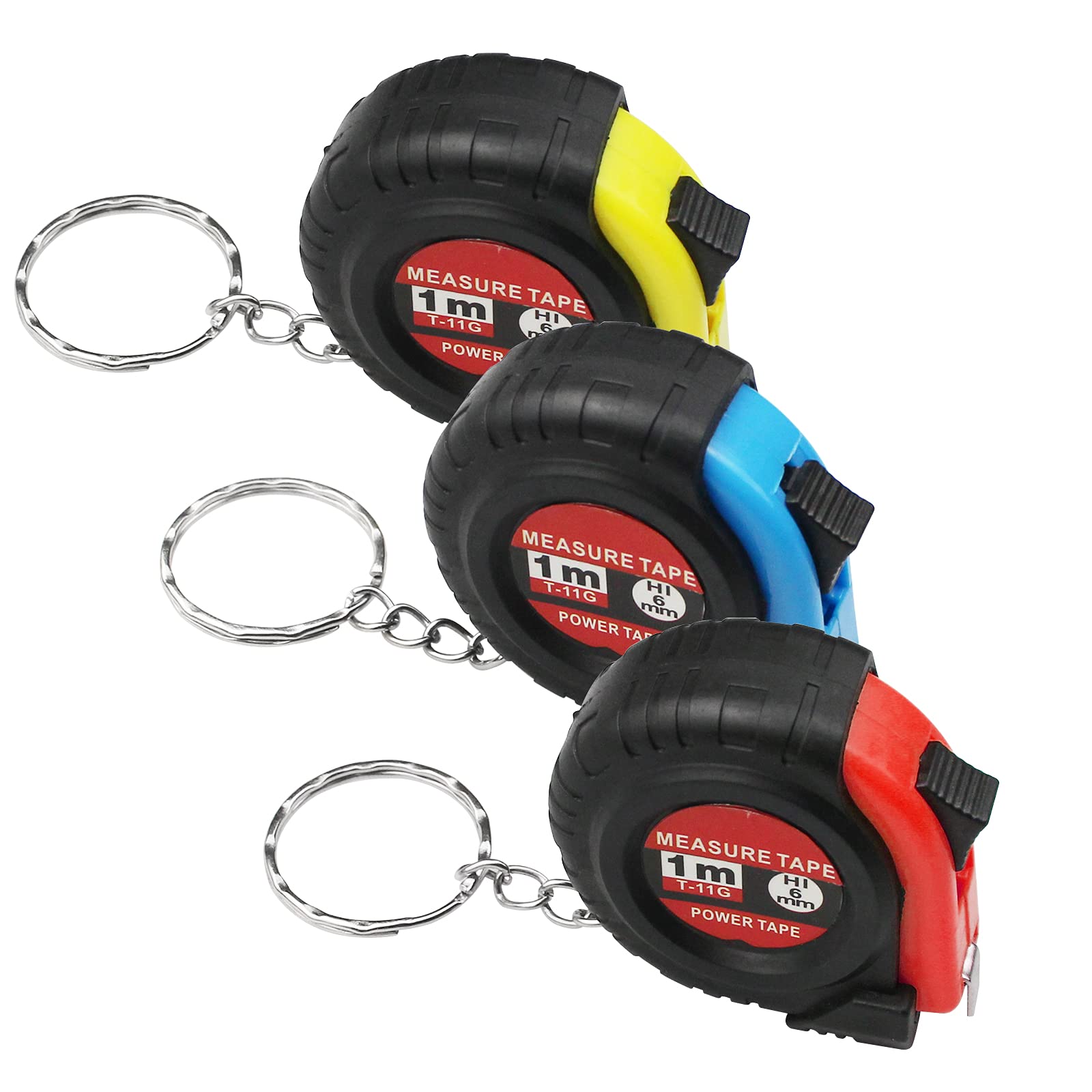 hocadon Mini Tape Measure Keychain, 3 Pcs 1m/3ft, Retractable Slide Lock Tape Measure, ABS Housing, Keychain Design, Multiple Usage