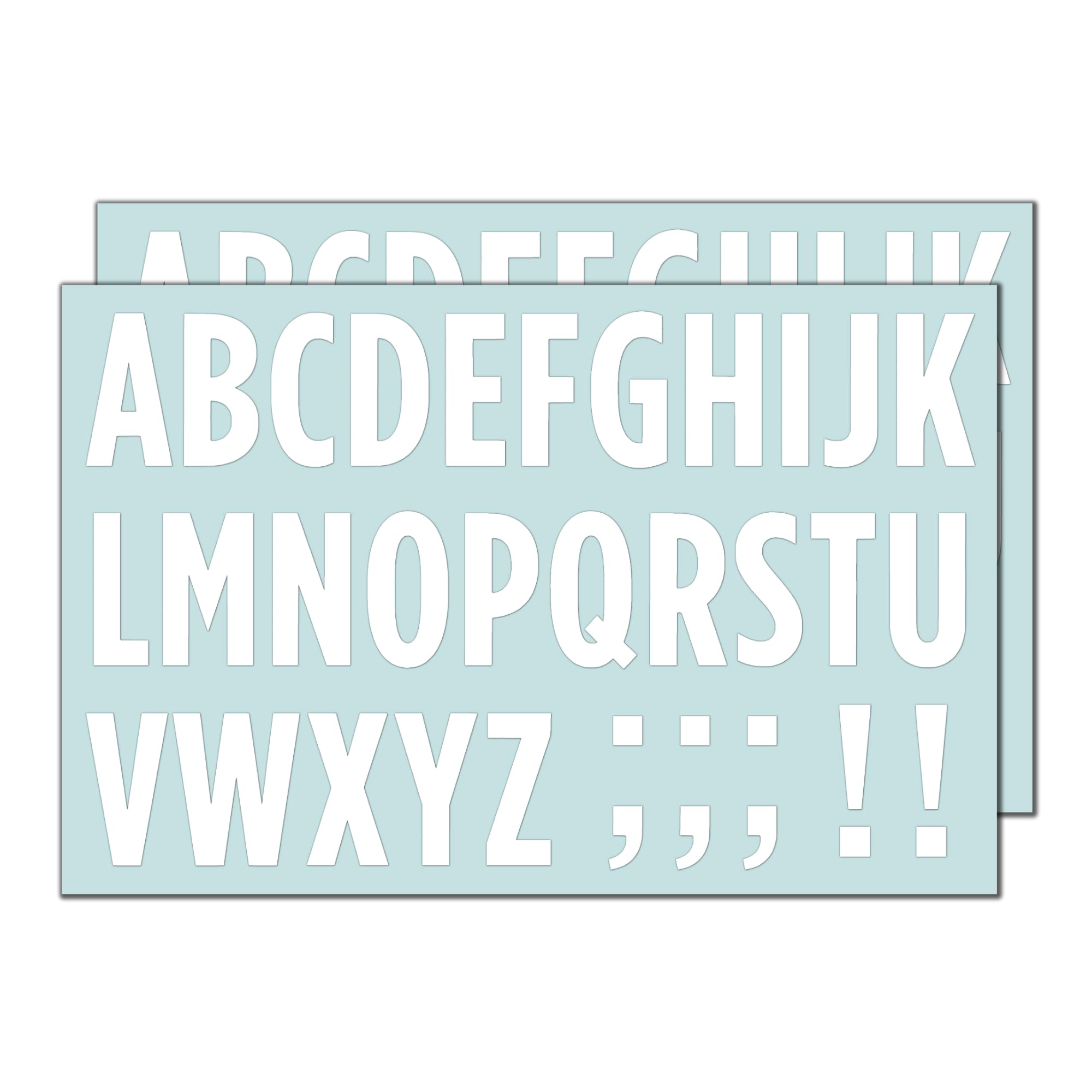 10 Sheets, 50mm - Large Letter Stickers, White Waterproof Vinyl Stick on Alphabet