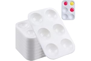 DXMWWTP 40 PCS White Plastic Paint Tray Palettes, 6 Well Rectangular Watercolor Oil Palette for Kids, Adult, Student Artist Craft Palettes,Painting Tray for Painting Party, DIY Craft and Art Painting
