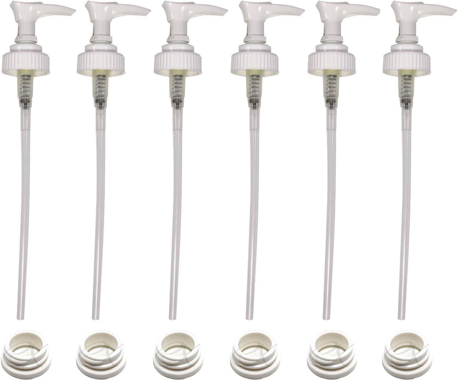 Creative Hobbies White Plastic Lotion Soap Dispenser Pumps with Glue On Screw Collars, Replacements for Soap and Lotion Pumps, Mason Jar Pumps or Bottles and DIY Crafts - 6 Sets