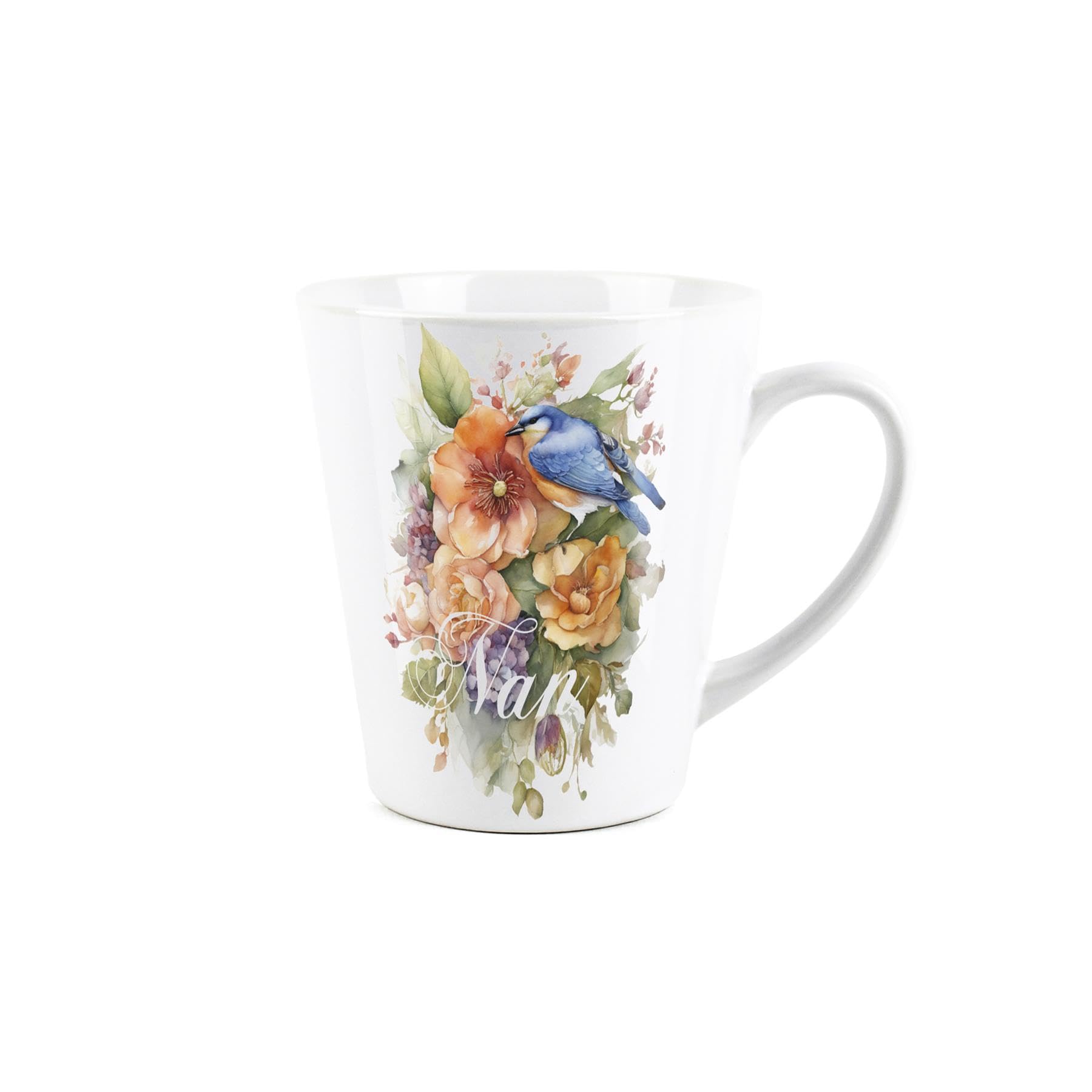 Nan Gift Mug - Blue and Orange Bird Animal Nature Outdoors Gardening Small Latte Mug - Ceramic White Tea/Coffee Present Gift