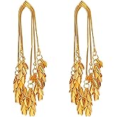 Gold Vintage Dangle Earrings for Women Gold Statement Earrings Leaf chandelier Drop Earring