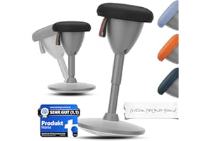 XJ-HOME Height Adjustable Active Motion Stool, Standing Desk Wobble Stool, Ergonomic Stand Perch Sit Rotate 360° Balance Stool with Cushion & Non-Slip Base for Office Home Classroom, Black