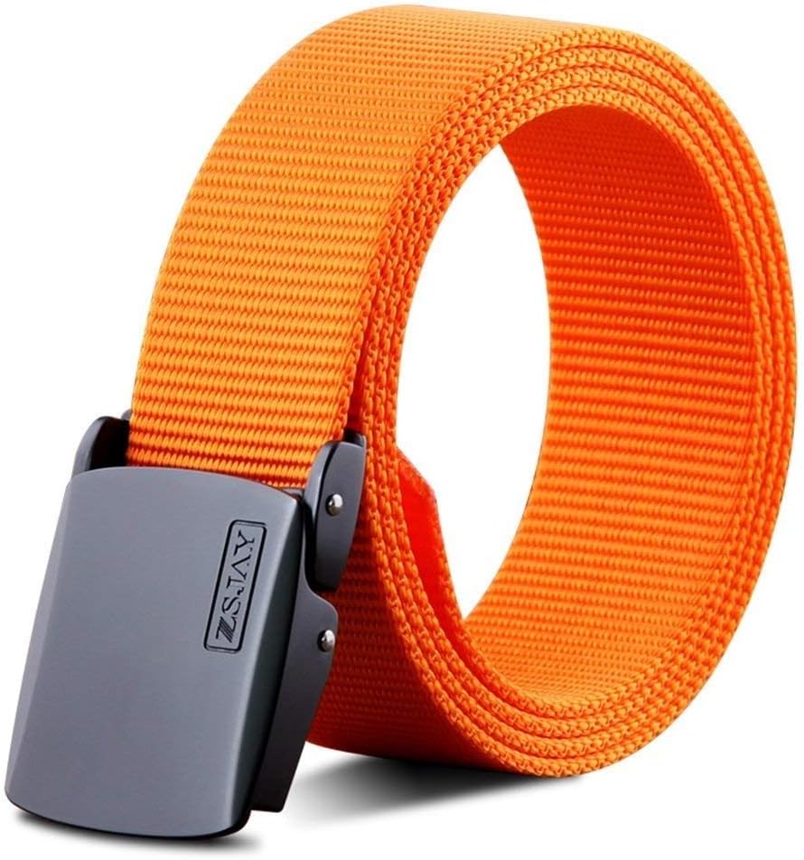 Bon4Extrao Herenriem zonder gaten, canvas stoffen riem heren traploos verstelbaar 38 mm, outdoor business werkriem met snelsluiting past overal heen, zwart, 105cm (lengte: 125cm