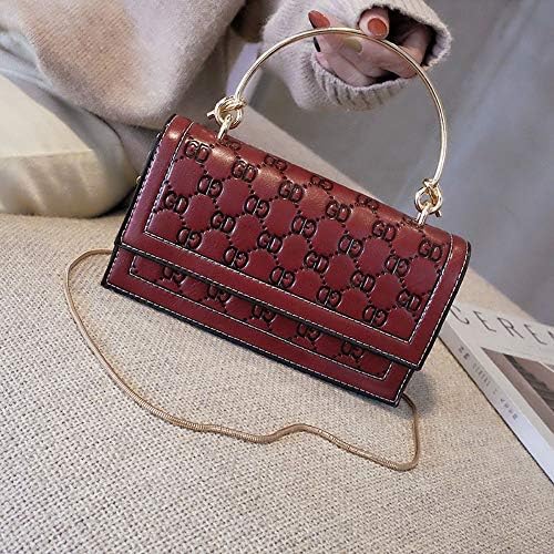 WOAIRAN Shoulder Bag Women Fashion Vintage Embossing Metal Handbag Female Messenger Bags Ladies Leisure Chain Crossbody Small Square Bag