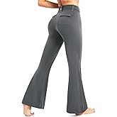 DemonQueen Women's Flare Pants with Pockets High Waisted Bootcut Yoga Pants-Tummy Control Bell Bottom Leggings