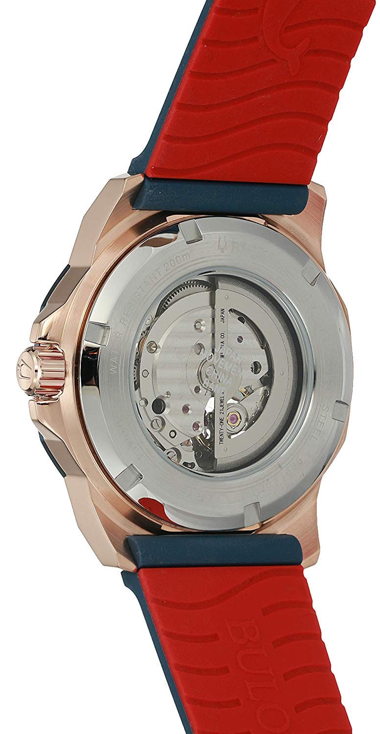Bulova Mens Analogue Automatic Watch with Silicone Strap 98A227, Blue, Strap