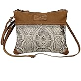 Myra Bag Floral Purses for Women - Genuine Leather and Canvas Floral Purse with Flower Print, Flower Handbags for Women