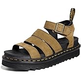 Dr. Martens Womens Blaire Sandal, Muted Olive Nubuck, 11
