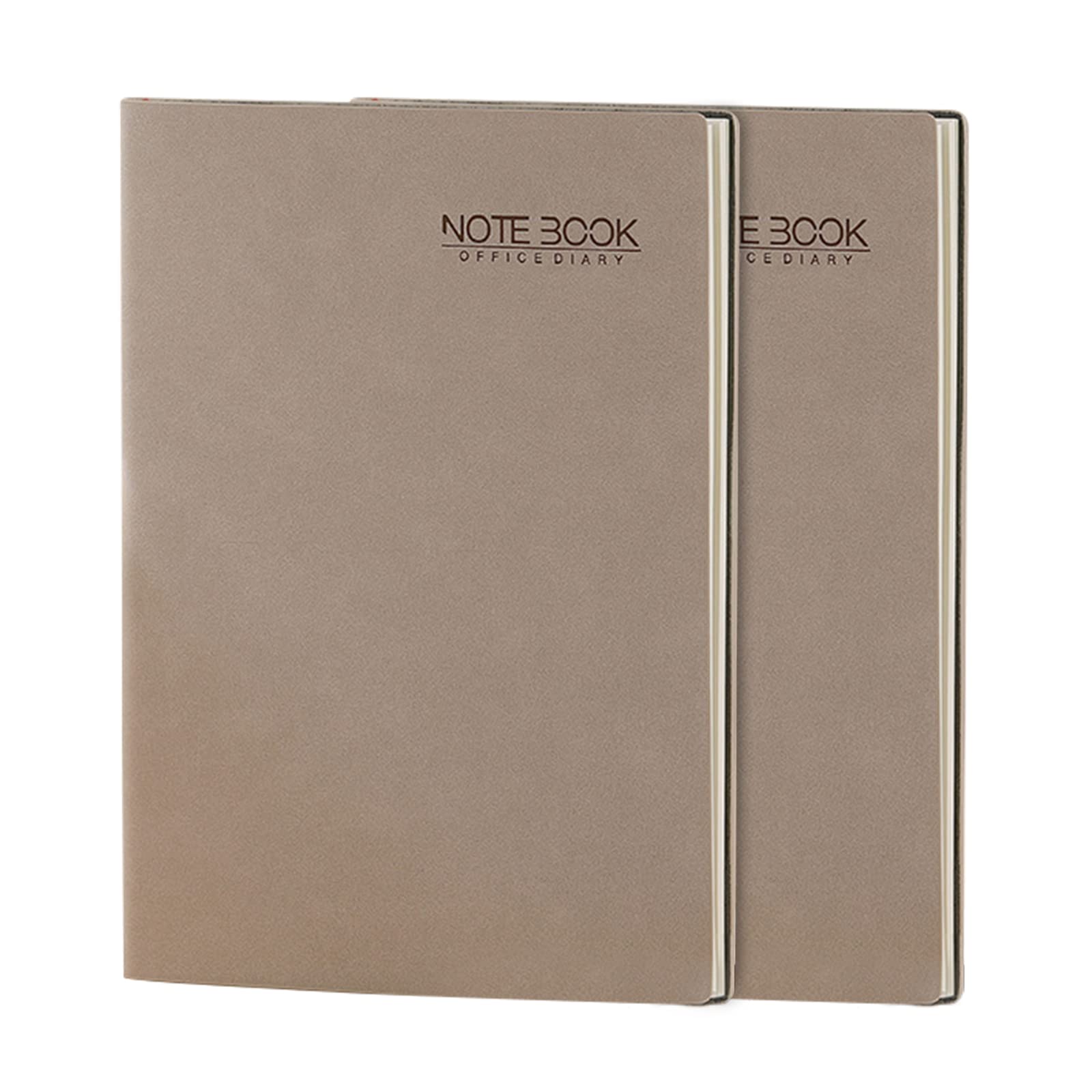 PORRASSO A5 Notebook Pack of 2 Executive Notebook Journal 220 Pages Diaries Classic PU Agenda Notepad Portable Planner for Office Home School Business Writing Beige