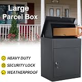 iropro Wall Mounted Parcel Drop Box Black Lockable Weatherproof Medium view 2
