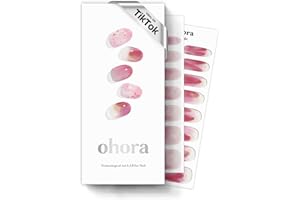 ohora Semi Cured Gel Nail Strips (N Tinted) - Pink, Tint, Works with Any UV/LED Lamps, Salon-Quality, Long Lasting, Easy to Apply & Remove - Includes 2 Prep Pads, Nail File & Wooden Stick