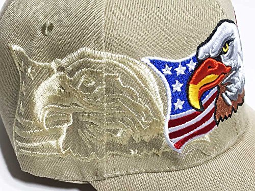 Patriotic American Eagle and Flag Baseball Cap with USA (Khaki)