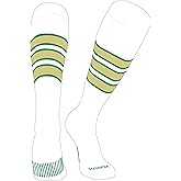 PEAR SOX Striped OTC Baseball, Softball, Football Socks (C) White, Kelly Green, Vegas Gold